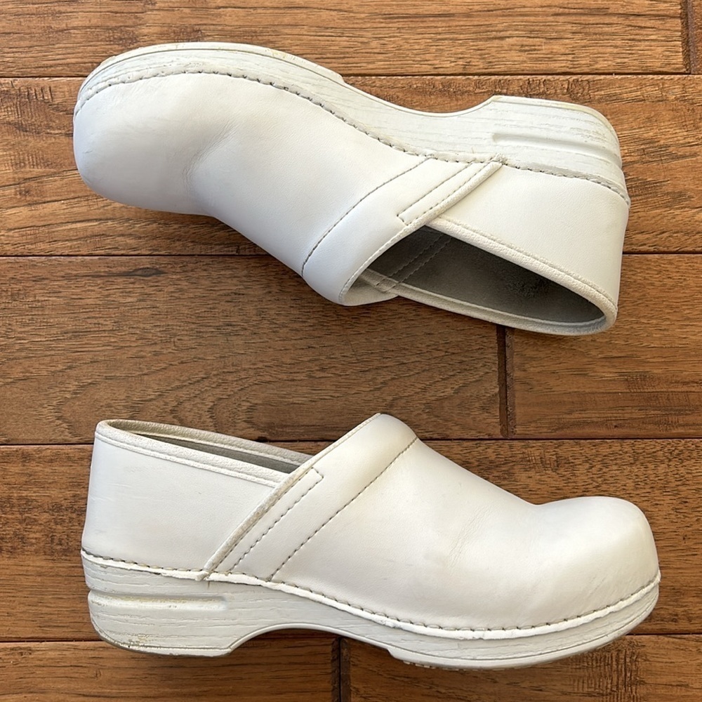 Dansko White Leather Mules